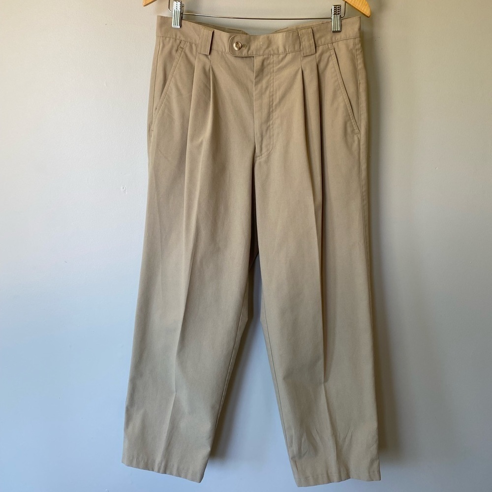 VINTAGE high rise pleated khaki trousers